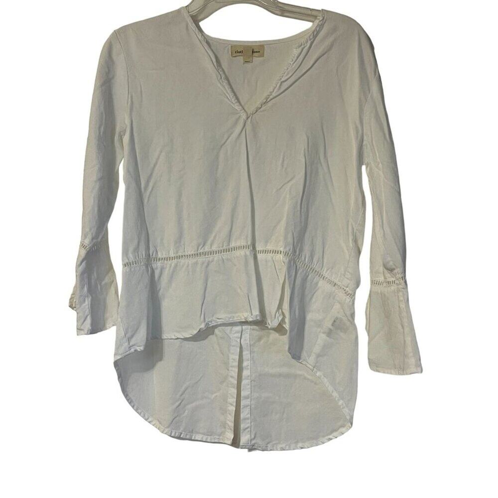 Anthropologie cloth & stone Hi-Lo Top Women's Size Small White Cotton Gently use
